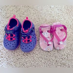 Stride rite and havaianas baby toddler girls walking shoes sandals bundle US 4